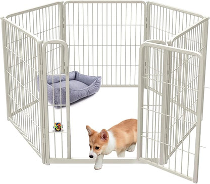 FXW Homeplus Dog Playpen for Indoor Use - Stress-Free and Safe Play, Heavy Duty 32 Inch 6 Panels Dog Pen for Puppies, Small and Medium Dogs, White│Patented