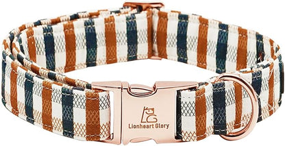 Lionheart glory Plaid Dog Collars Fall Dog Collar Heavy Duty Adjustable Dog Collar for Large Collar Dog Female or Male Dog Collar