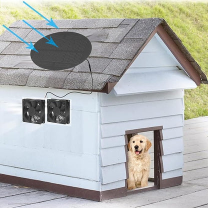 Marhynchus Big Dog House Dog House Solar Ventilation Fan, Dog Houses For Large Dogs Strong and Stable, Easy to Install, Monocrystalline Silicon Pet Cat Dog House Solar Fan