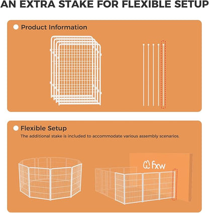 FXW Homeplus Dog Playpen for Indoor Use - Stress-Free and Safe Play, Heavy Duty 40 Inch 4 Panels Dog Pen for Medium and Large Dogs, White│Patented