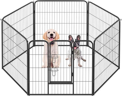 FDW Dog Playpen Dog Pen Dog Kennel 6 Panels 32 Inch Height Indoor Outdoor Folding Metal Portable Puppy Exercise Pen Heavy Duty Dog Fence for Yard Camping,Black