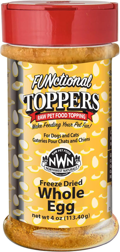 Northwest Naturals Freeze-Dried Whole Chicken Egg Functional Topper - for Dogs & Cats - Healthy, 1 Ingredient, Human Grade Pet Food, All Natural - 4 Oz (Pack of 1)