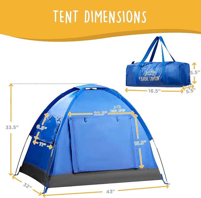 Luna Portable Dog Tent, Indoor/Outdoor Dog House for Camping, Waterproof Cat and Dog Tents with Zippered Door and Mesh Windows for Airflow and Ventilation for Beach, Backyard
