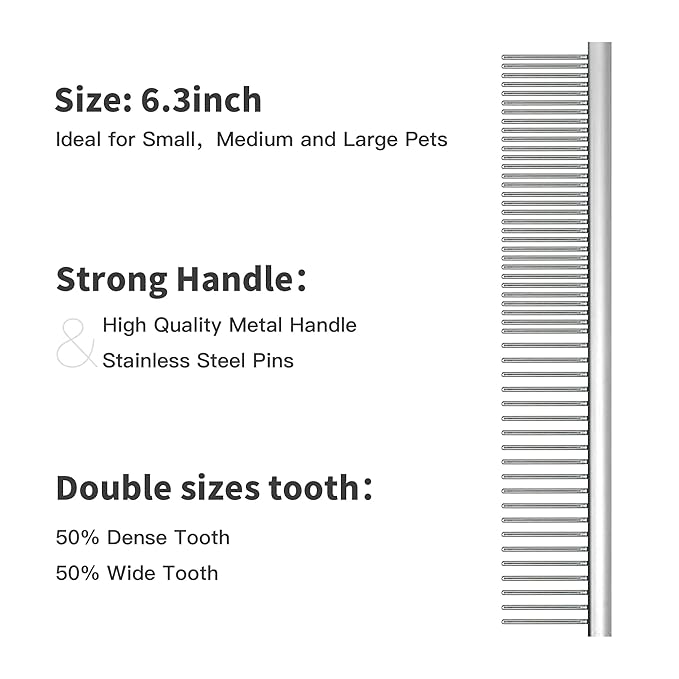 Large Slicker Brush & Pet Comb Value Kit, Extra Long Pin Dog Grooming Wire Brush and Deshedding, Removes Long and loose Hair & Undercoat, Black-comb, Hair Type: Curly, Unisex