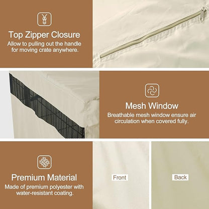 HiCaptain Polyester Dog Crate Cover - Durable Windproof Pet Kennel Cover for Wire Crate Indoor Outdoor Protection (30 inches, Light Tan)