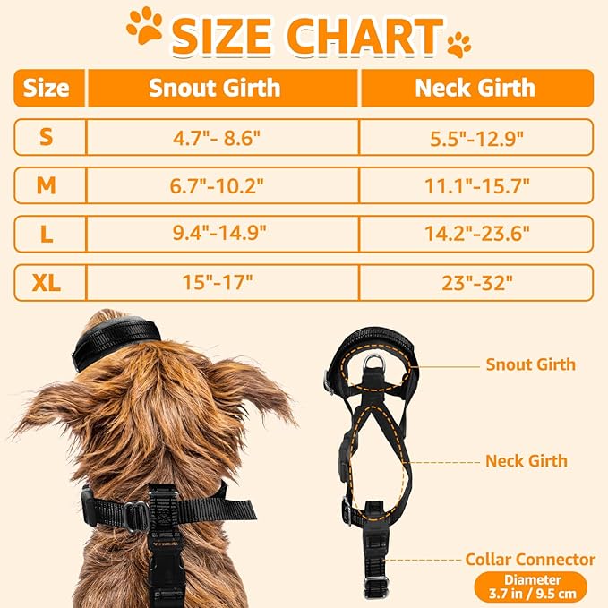 SlowTon Soft Dog Muzzle, Adjustable Padded Nylon Muzzle for Large Medium Dogs Anti Chewing Barking Biting, Allow Dog Pant & Drink (Black, L)