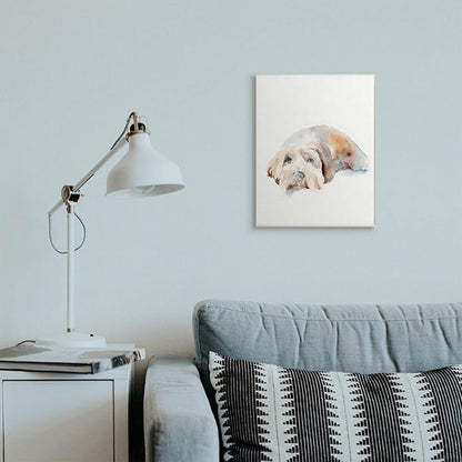 Stupell Industries Scruffy Dog Laying Down House Pet Painting Wood Art by Jennifer Paxton Parker Wall Plaque, 13x19