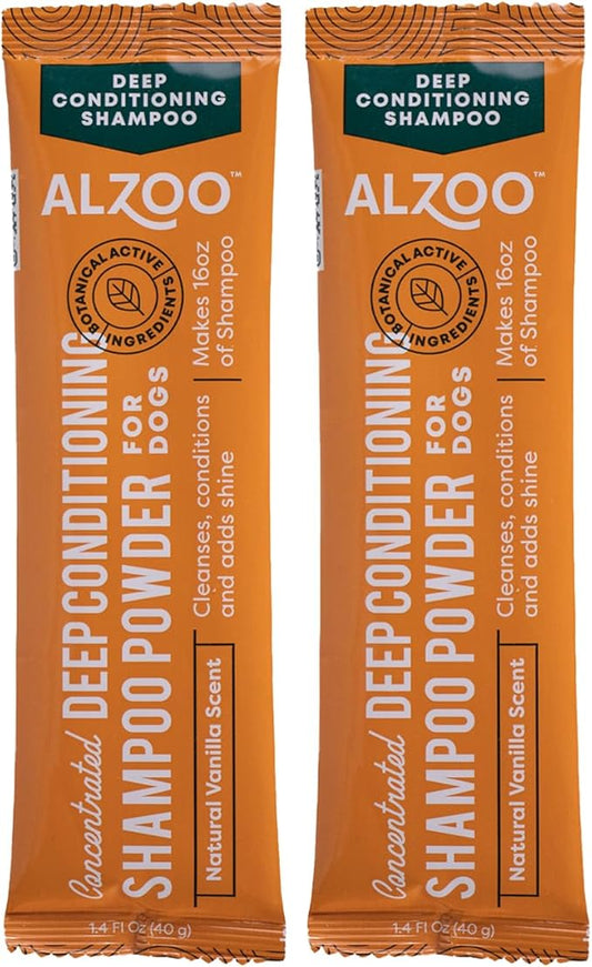 Concentrated Deep Conditioning Shampoo Powder for Dogs, Cleans, Conditions & Adds Shine, 100% Plant-Based Active Ingredients, Natural Vanilla Scent, Pack of 2