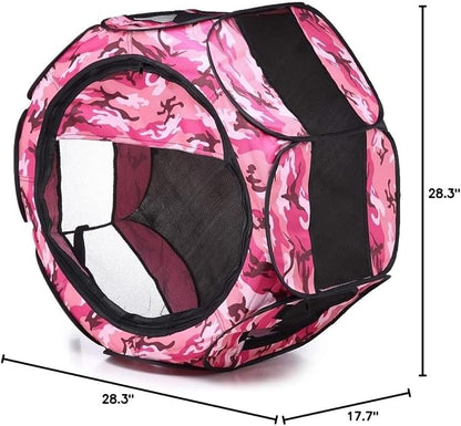 Portable Pet Playpen, 28.3" Foldable Dog Playpen for Dogie Kitten Rabbit, Exercise Playpen Tent Indoor/Outdoor Use (Cream-Coloured)