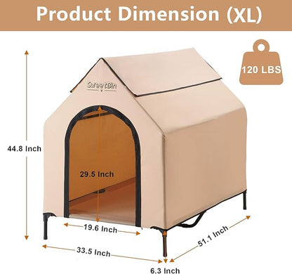 51" Extra Large Dog Houses with Removable Cover, XL Dog Shelters for Outside Large Dogs, Elevated Dog House with Door, Covered Elevated Dog Cooling Bed