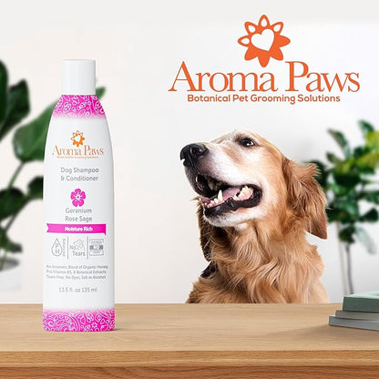 Luxury Dog Shampoo and Conditioner, Moisture Rich Formula, Geranium Rose Sage