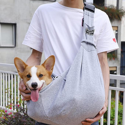 Dog Slings for Small Dogs,Adjustable Puppy Cat Sling Mesh Hands Free Chest Bag Escape Proof for Small Pet 10lbs Daily Walk,Outdoor Activity (Grey)