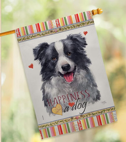 Breeze Decor Border Collie Happiness Garden House Flag-Kit Dog Puppy Spoiled Paw Canine Fur Pet Nature Farm Animal Creature Decoration Banner Small Yard Gift Double-Sided, Made in USA