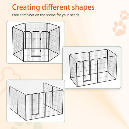 FDW Dog Playpen Dog Pen Dog Kennel 6 Panels 40 Inch Height Indoor Outdoor Folding Metal Portable Puppy Exercise Pen Heavy Duty Dog Fence for Yard Camping,Black