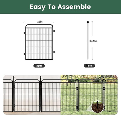 Gardner Pet Dog Playpens, 32" H 2 Add-on Panels for Small/Medium/Large Dogs, Foldable Pet Play Yard Gate Extensions, Pet Playpen, Anti-Rust, Quick Install, Black