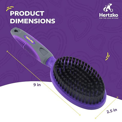 Hertzko Bristle Brush For Dogs and Cats with Long or Short Hair - Dense Bristles Remove Loose Hair from Top Coat, Removes Tangles, Dander, Dust, Trapped Dirt and Dead Undercoat (Single Sided)