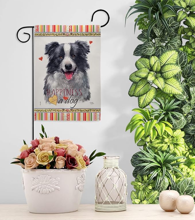 Breeze Decor Border Collie Happiness Garden House Flag-Kit Dog Puppy Spoiled Paw Canine Fur Pet Nature Farm Animal Creature Decoration Banner Small Yard Gift Double-Sided, Made in USA
