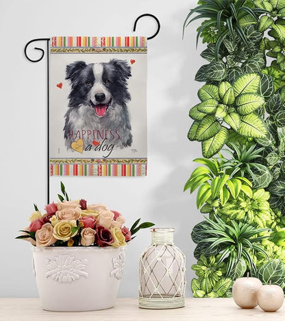 Breeze Decor Border Collie Happiness Garden House Flag-Kit Dog Puppy Spoiled Paw Canine Fur Pet Nature Farm Animal Creature Decoration Banner Small Yard Gift Double-Sided, Made in USA