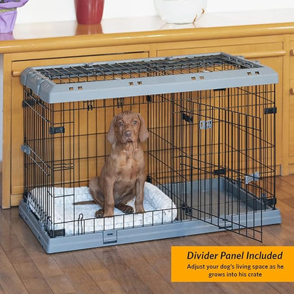 Ferplast Superior Hybrid ECO Dog Crate and Playpen, Environmentally Friendly Dog Crate Made with Recycled Plastic, 36-Inch, Gray
