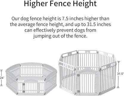 Pet Playpen with Door Dog Playpen Foldable Puppy Playpen for Puppies and Small Dogs 8-Panels Easy Assemble Easy Storing for Indoor and Outdoor (8 Panels)