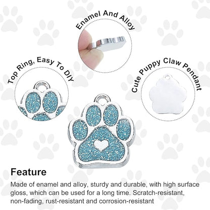 MECCANIXITY Cat Dog Paw Charm Footprint Paw Print Charm Alloy Enamel Pendants for DIY Jewelry Making, Earrings Necklaces Bracelets, Crafts