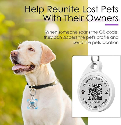 QR Code Dog Tag, Smart ID Tags, Dog Tags Personalized Lightweight Silent ID Tag for Kids Pets Bags Keys, Purple