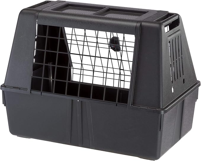 Ferplast Atlas Vehicle SUV Dog Crate, Assembled Car Dog Crate Measures 32L x 20W x 24H & is Ideal for Small to Medium Dog Breeds, Black