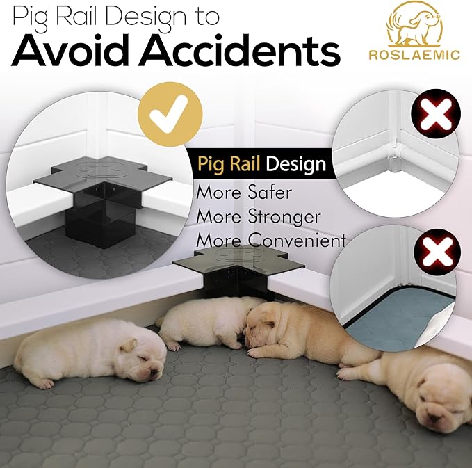 Whelping Box for Dogs and Puppies with Rails, Puppy Whelping Supplies, Suitable for Small Dogs, White