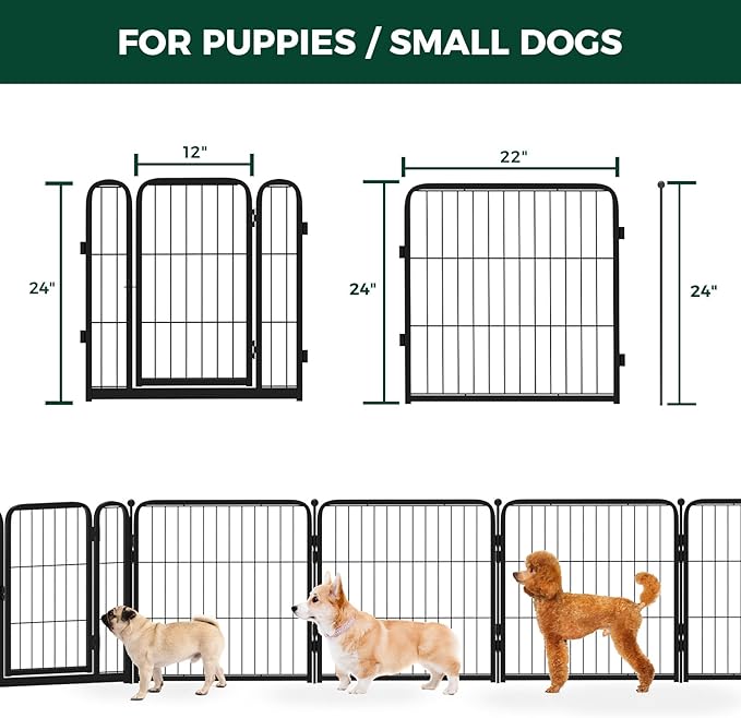 FXW Homeplus Dog Playpen for Indoor Use - Stress-Free and Safe Play, Heavy Duty 24 Inch 6 Panels Dog Pen for Puppies and Small Dogs, Black│Patented