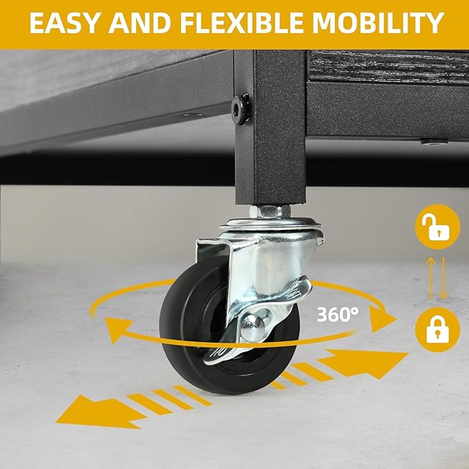 DWVO Dog Crate Furniture, 39.4 Inch Dog Kennel Indoor Furniture End Table Cage for Dogs, Modern Decorative Cage Wooden Dogs Crate Furniture with Wheels, Chew-Resistant, Dark Grey