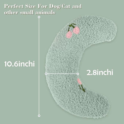 T'CHAQUE Dog Pillow Bed, Cat Calming Pillow, Dog Neck Pillow for Joint Relief Sleeping, Ultra Soft Half Donut Cuddler, Pillow Pet for Upper Spine Support, Doggy/Kitten Pillow Training Toy, Green