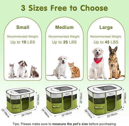 Dog Playpen, Portable Pet Playpen Cat PlayPen, 600D Oxford Dog Kennel Tent Crate, Waterproof&Breathable, Indoor Outdoor Travel Camping Use for Medium/Large Breed with Carrying Case+Folding Bowl(M)
