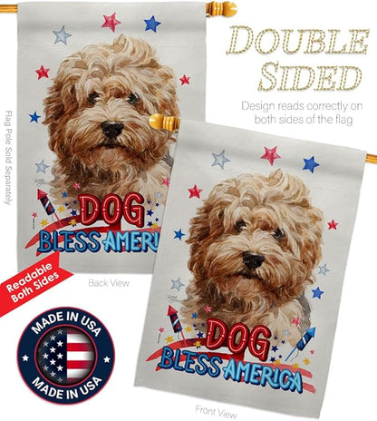 Breeze Decor Patriotic Shaggy Havanese House Flag Set Dog Puppy Spoiled Paw Canine Fur Pet Nature Farm Animal Creature Decoration Banner Small Garden Yard Gift Double-Sided, Made in USA