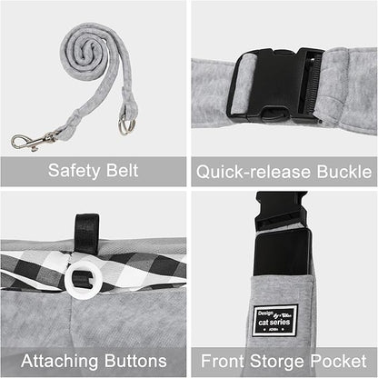 Surblue Dog Sling Carrier Bag with Hands Free Reversible Belts,Safe Comfortable Adjustable Crossbody Shoulder Outdoor Travel Pet Tote Suitable for Small Pet Cat Puppy up to 12 lb (New) (Buckle Grey)