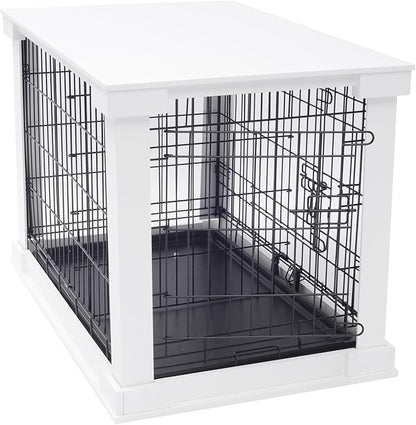 zoovilla White Dog Cage with Crate Cover, Dog Kennel White Large