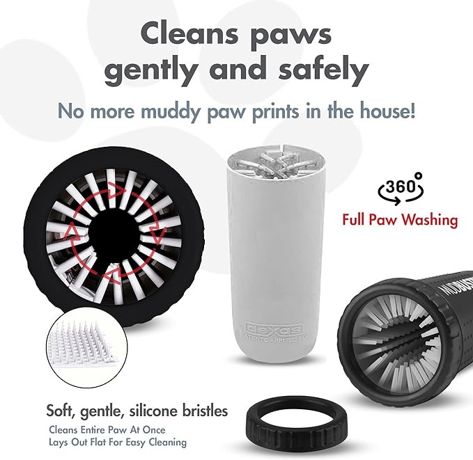 Dexas Medium Dog Paw Cleaner, Matte Black - Premium Quality Pet Supplies and Dog Accessories - Easy to Use and Clean MudBuster for Dogs - Patented Product - BPA Free