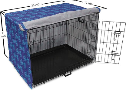 Lunarable Contemporary Blue Dog Crate Cover, Repetitive Pattern with Silhouette Style Bicycles, Easy to Use Pet Kennel Cover for Cats & Medium Dogs, 30 Inch, Dark Violet Sky Blue