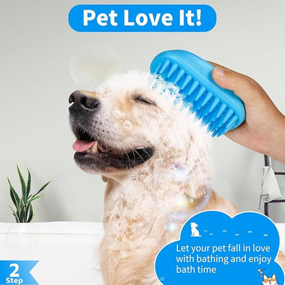 Comotech 3PCS Dog Bath Brush | Dog Shampoo Brush | Dog Scrubber for Bath | Dog/Grooming/Washing Brush Scrubber (Blue Blue Blue)