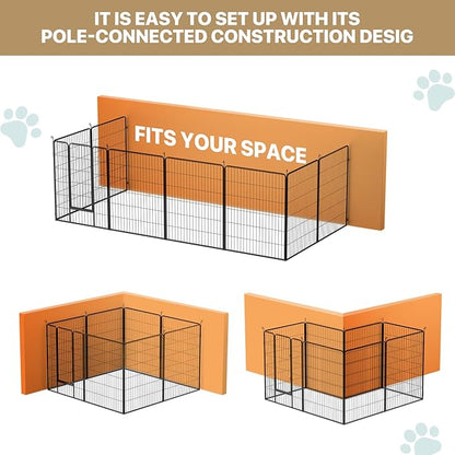 MoNiBloom Dog Playpen Outdoor, 40" Height 8 Panels Heavy Duty Metal Dogs Pen for Large/Medium/Small Animals Pet Exercise Pen for RV Camping Yard