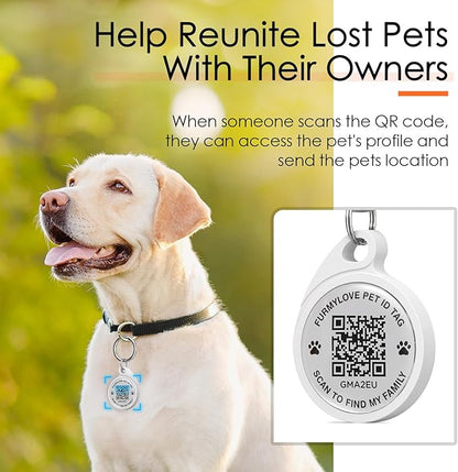 QR Code Dog Tag, Smart ID Tags, Dog Tags Personalized Lightweight Silent ID Tag for Kids Pets Bags Keys, Orange