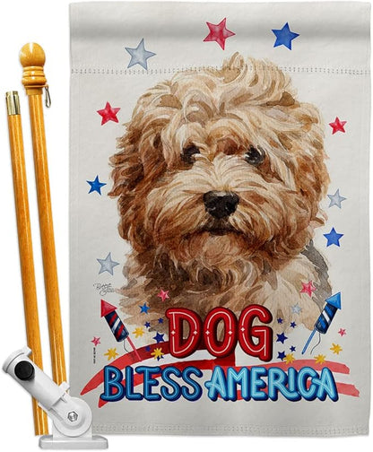Breeze Decor Patriotic Shaggy Havanese House Flag Set Dog Puppy Spoiled Paw Canine Fur Pet Nature Farm Animal Creature Decoration Banner Small Garden Yard Gift Double-Sided, Made in USA