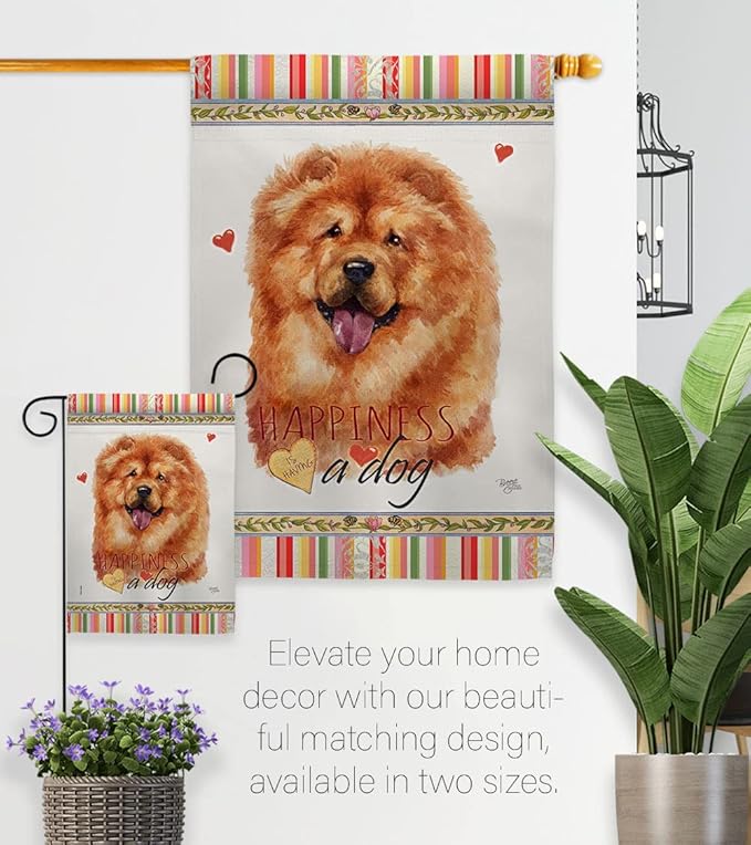 Breeze Decor Chow Happiness Garden House Flag Set Dog Puppy Spoiled Paw Canine Fur Pet Nature Farm Animal Creature Decoration Banner Small Yard Gift Double-Sided, Made in USA