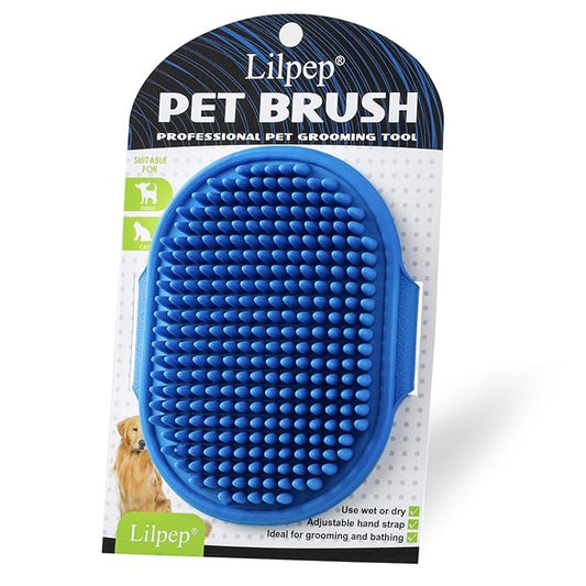 Dog Bath Brush Dog Grooming Brush, Lilpep Pet Shampoo Bath Brush Soothing Massage Rubber Comb with Adjustable Ring Handle for Long Short Haired Dogs and Cats