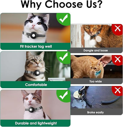 Cat Tracker,No Monthly Fee Cat Tracker Collar (Only iOS),Waterproof Pet Tracker for Cats with Safety Elastic Buckle,Works with Any Collar,Compatible with Apple Find My App not for Android,Black