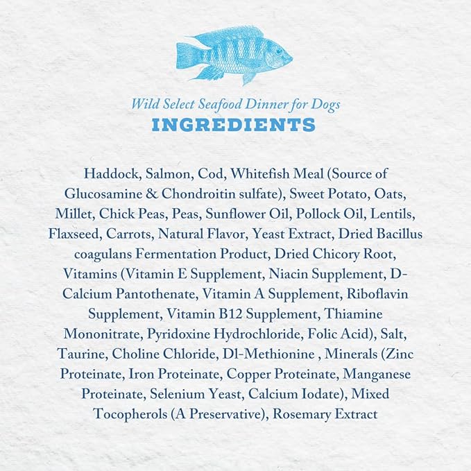 Wild Select Seafood Dog Food | No Chicken or Other Animal by-Products | Rich in Omega 3 & 6 Fatty Acids | Sustainably Sourced Wild Caught Fish | Made in The USA | 24lb Bag