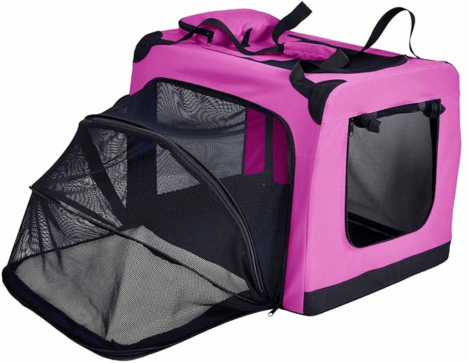 Pet Life Hounda Accordion Metal Framed Soft Folding Expandable Dog Crate - Collapsible Folding Pet Crate or Dog Kennel with Triple Expansion Room