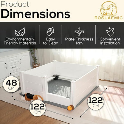 48" x 48" Whelping Box for Large Breed Dogs with Rails, Suitable for Large/Medium Dogs, White