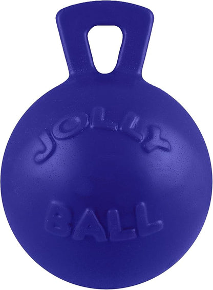 Jolly Pets Tug-n-Toss Heavy Duty Dog Toy Ball with Handle, 4.5 Inches/Small, Blue (445 BL)