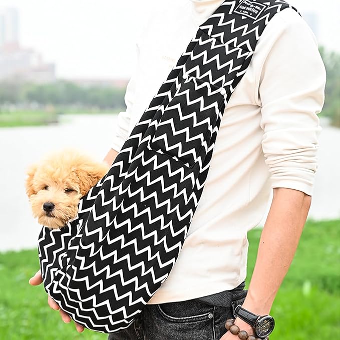 Pet Dog Sling Carrier Bag - Small Dog Purse Cat Puppy Dogs Front Carrier with Pockets and Safety Buckle, Chest Carrying Pouch Bags for Pet Traveling and Out Going (Fit for 0-14 lbs)