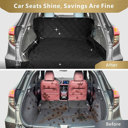 F-color SUV Cargo Liner for Dogs, Water Resistant Pet Cover Dog Seat Mat SUVs Sedans Vans with Bumper Flap Protector, Non-Slip, Large Size Universal Fit, Black